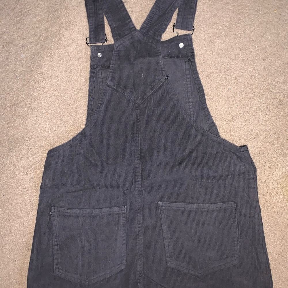 Gray corduroy overall dress